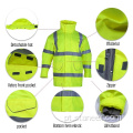 Impermeável Hi Vis Capuz Zipper Jaqueta de Segurança Reflexiva